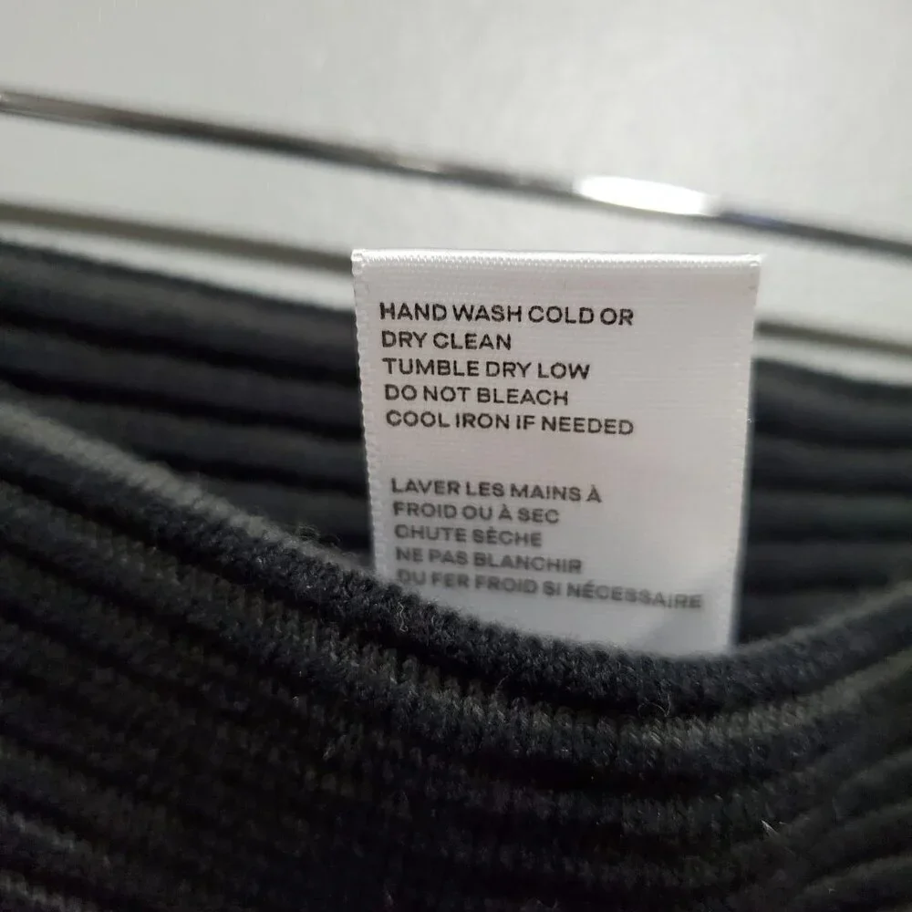 Good American Women's Straight Legged Chunky Ribbed Black Gray Leggings Size 2
